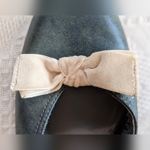 Blue Connie Kitten Wedges with Velvet Bow - Picture 3 of 6